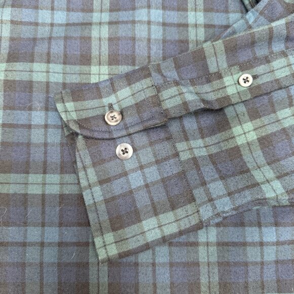 EUC Men's UNTUCKIT‎ Vittorio Green/Navy Plaid Button Down Shirt | Size XL - Picture 3 of 9